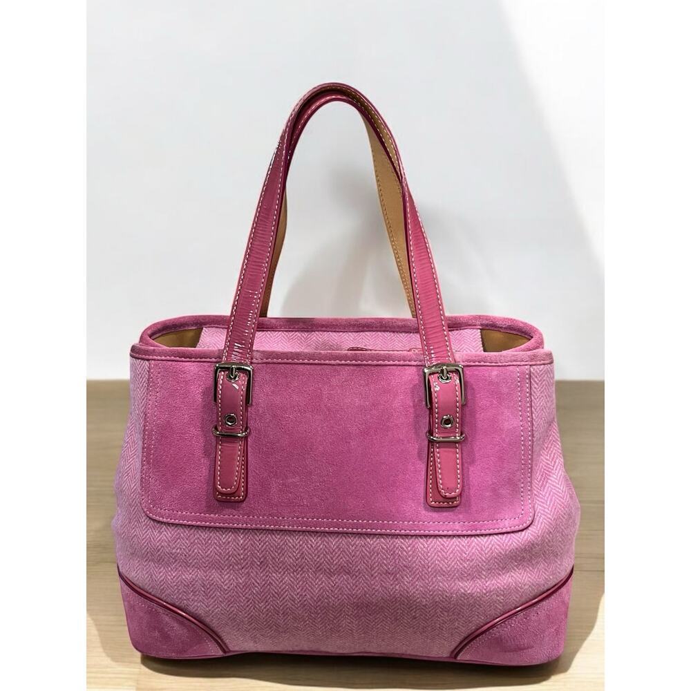 Vintage Coach 1408 Hamptons Herringbone Wool Satchel & FS5878 Wristlet - Picture 3 of 16